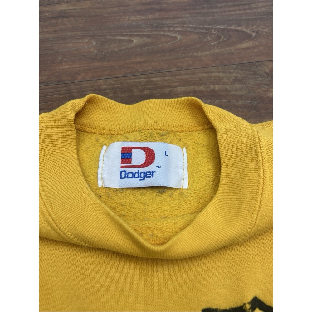 Vtg 80s Dodger Missouri Tigers Mizzou NCAA Crewneck Sweatshirt Gold LRG *Cropped - Picture 4 of 16